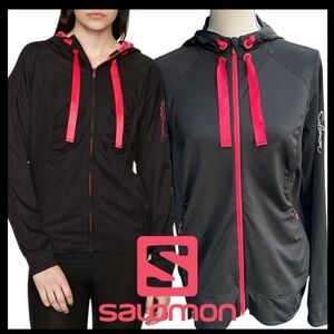 Salomon Black Whisper 2 Running Full Zip Lightweight Hooded Jacket (L)